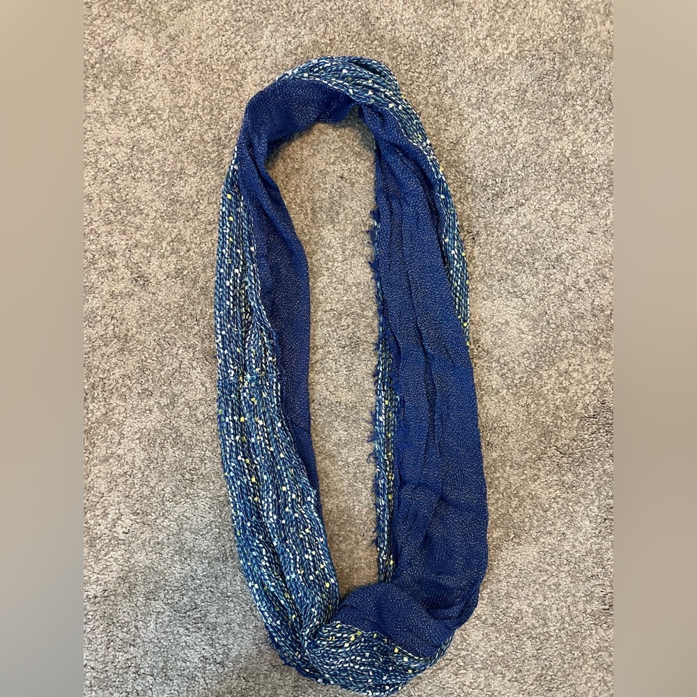 Blue Patterned Infinity Scarf
